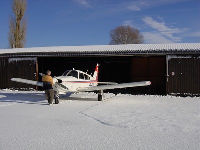 hangar in winter